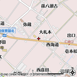 愛知県田原市野田町大札木周辺の地図