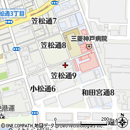 兵庫県神戸市兵庫区笠松通9丁目2-18周辺の地図