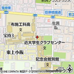 近畿大学　クラブセンター事務室周辺の地図