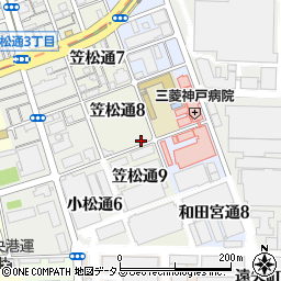 タイムズ三菱神戸病院第２駐車場周辺の地図