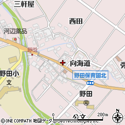 愛知県田原市野田町向海道周辺の地図