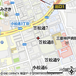 兵庫県神戸市兵庫区笠松通7丁目3-4周辺の地図