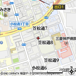 兵庫県神戸市兵庫区笠松通7丁目3-8周辺の地図
