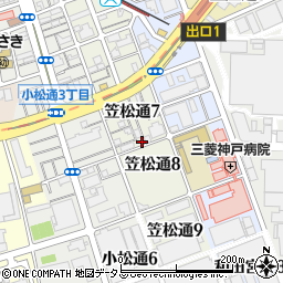 兵庫県神戸市兵庫区笠松通周辺の地図