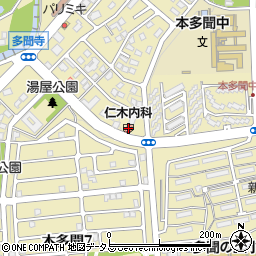 仁木内科医院周辺の地図