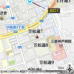 兵庫県神戸市兵庫区笠松通7丁目3-32周辺の地図