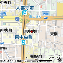 岡山県岡山市北区東中央町周辺の地図