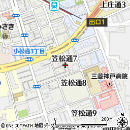 兵庫県神戸市兵庫区笠松通7丁目3-31周辺の地図