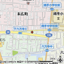 セブンイレブン東大阪下六万寺町店周辺の地図