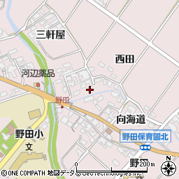 愛知県田原市野田町西田周辺の地図