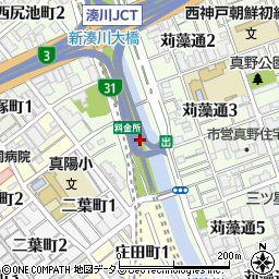 湊川出入口（西行出入口）周辺の地図