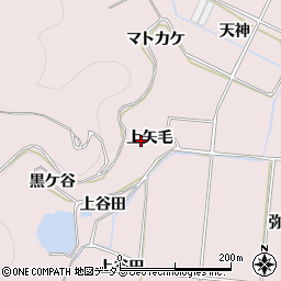 愛知県田原市野田町上矢毛周辺の地図