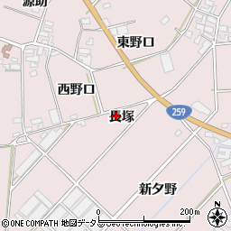 愛知県田原市野田町（長塚）周辺の地図