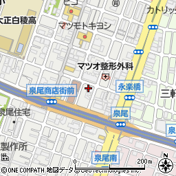 大正泉尾郵便局周辺の地図