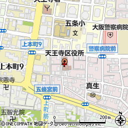 大阪市天王寺区役所周辺の地図