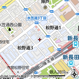 リパーク長田松野通駐車場周辺の地図
