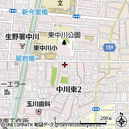 大阪シティ信用金庫生野中支店周辺の地図