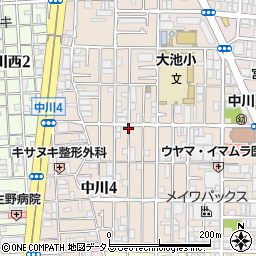 大阪府大阪市生野区中川周辺の地図