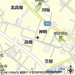 愛知県田原市神戸町神明周辺の地図
