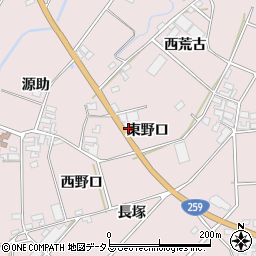 愛知県田原市野田町東野口周辺の地図