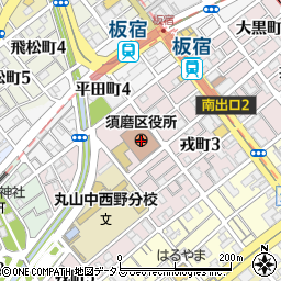 兵庫県神戸市須磨区周辺の地図