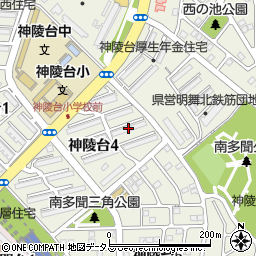 神陵台東住宅５５号棟周辺の地図