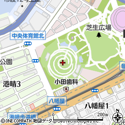 大阪市中央体育館周辺の地図
