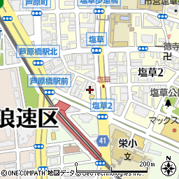 小浦石油株式会社　芦原橋サービス・ステーション周辺の地図