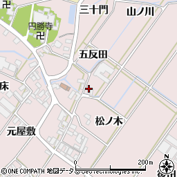 愛知県田原市野田町五反田周辺の地図