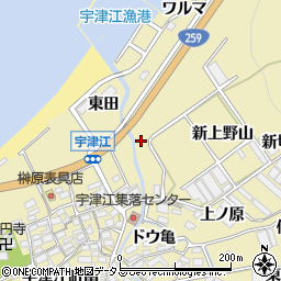 愛知県田原市宇津江町（上野山）周辺の地図