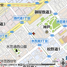 ローソンストア１００長田水笠通店周辺の地図