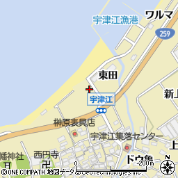 愛知県田原市宇津江町仲田周辺の地図