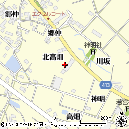 愛知県田原市神戸町北高畑107周辺の地図