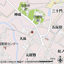 愛知県田原市野田町天床周辺の地図