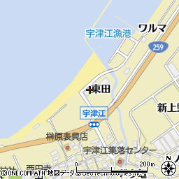 宇津江荘周辺の地図