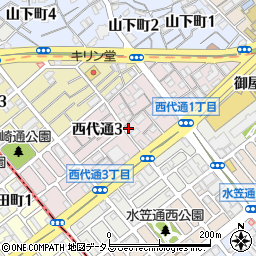 兵庫県神戸市長田区西代通周辺の地図