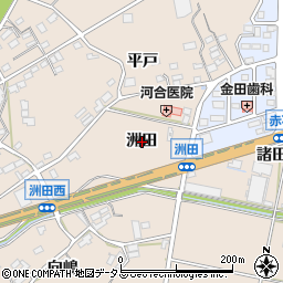 愛知県田原市加治町洲田周辺の地図