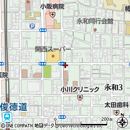 大阪府東大阪市永和周辺の地図
