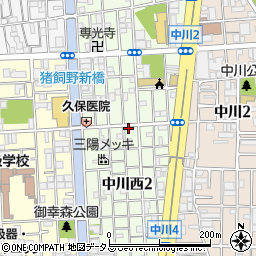 大阪府大阪市生野区中川西周辺の地図