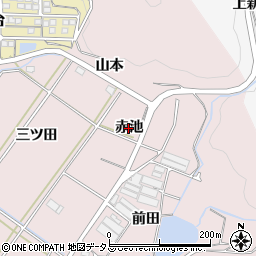 愛知県田原市野田町赤池周辺の地図