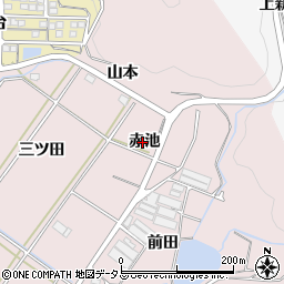 愛知県田原市野田町（赤池）周辺の地図