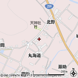 愛知県田原市野田町丸海道71-3周辺の地図