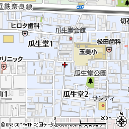 大阪府東大阪市瓜生堂周辺の地図