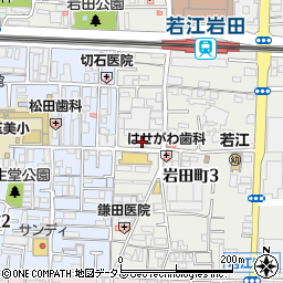 ファミリーマート薬ヒグチ岩田南店周辺の地図