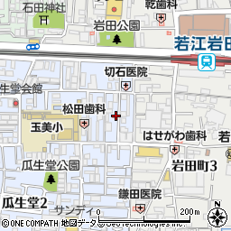 金子若江岩田歯科周辺の地図