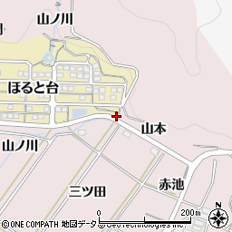 愛知県田原市野田町（山本）周辺の地図