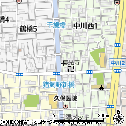 大阪府大阪市生野区中川西1丁目22周辺の地図