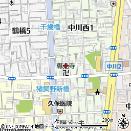 大阪府大阪市生野区中川西1丁目21周辺の地図