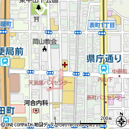 株式会社天満屋　岡山店別館・コートヤード表町１階ロレックス周辺の地図