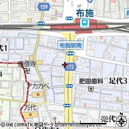 大阪府東大阪市足代周辺の地図